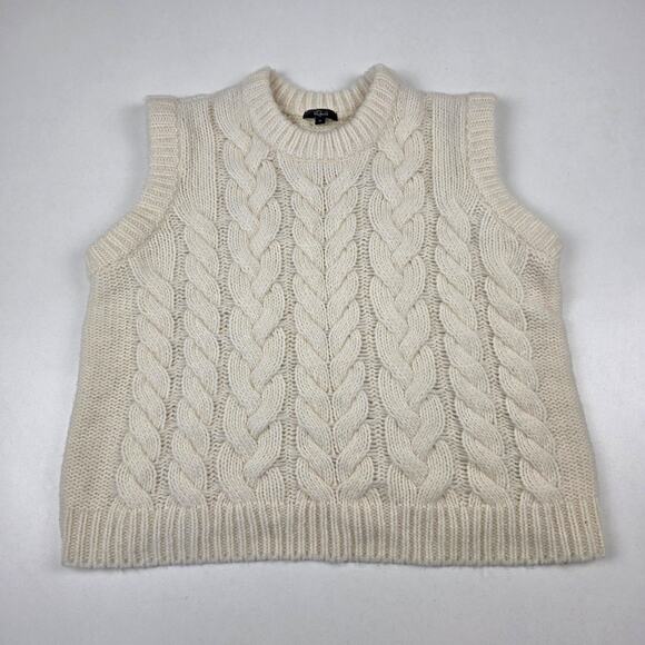 Rails Sweater Vest Womens Medium Ivory Alexis Cable Knit Mock Neck Wool Alpaca - Picture 1 of 9